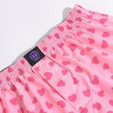 Pure Cotton Pink Heart Boxer Shorts Panties For Men And Women Pattern Comfortable Breathable Shorts For Home Leisure