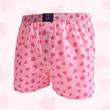 Pure Cotton Pink Heart Boxer Shorts Panties For Men And Women Pattern Comfortable Breathable Shorts For Home Leisure