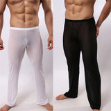 Eoior  Strong Men's Sexy Soft Mesh Sheer See-through Stretch Pant Trousers Sleepwear Transparent Men Pants Homewear Perspective Pajamas