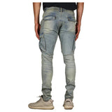 Eoior New Men's Multi Pocket Stretch Cargo Skinny Jeans