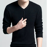 Spring Autumn Sweaters Pullover Men V Neck Men Sweater Casual Long Sleeve Brand Mens Slim Fit Knitted Sweaters Pullovers