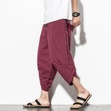 Eoior Baggy Cotton Harem Pants Men 2024 Summer Japanese Vintage Striped Men Women Hip Hop Plus Size Wide Leg Pants Pantalon