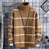 Eoior Christmas Sweater Men Clothes  Winter Thick Warm Mens Plaid Sweaters Fashion Classic Turtleneck Men Pullover Warm Pull Homme