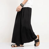 Eoior  Men Summer Thin Wide Leg Pants Men White Harajuku Streetwear Harem Pants Male Chinese Style HanFu Kongfu Skirt Trousers