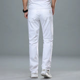 Eoior Classic Style Men's Regular Fit White Jeans Business Fashion Denim Advanced Stretch Cotton Trousers Male Brand Pants