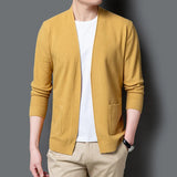 Eoior  Autumn New Cardigan Men Clothing Fashion Solid Color Korean Sweater Men Front Pocket Loose Casual Mens Cardigan 4Color 4XL