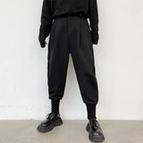 Eoior Fashion Men Harem Pants Black Tapered Elastic Waist Trousers Male Cuffed Ankle Hip Hop Oversized Clothes