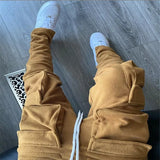 Eoior  Fall Winter Streetwear Men's Cargo Pants Pockets Sweat Pants Casual Trousers Mens Jogging Pants Sweatpants