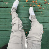 Eoior  Fall Winter Streetwear Men's Cargo Pants Pockets Sweat Pants Casual Trousers Mens Jogging Pants Sweatpants