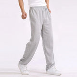 Eoior  spring autumn Men Baggy loose sweatPants Men Trousers Solid Color Elastic Cotton Casual straight Pants