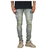 Eoior New Men's Multi Pocket Stretch Cargo Skinny Jeans