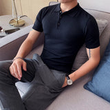 Eoior 2024 Summer Men Ice Silk Short Sleeve Polo Shirt Fashion Simple Casual Lapel Slim Fit Formal Polo Shirt Homme Streetwear M-3XL