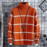 Eoior Christmas Sweater Men Clothes  Winter Thick Warm Mens Plaid Sweaters Fashion Classic Turtleneck Men Pullover Warm Pull Homme