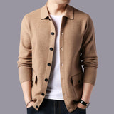 Eoior High Quality Cardigan Men Knitting Sweaterscoat Autumn Winter Casual Sweater Jackets Solid Turn Down Collar Knitted Cardigan Man