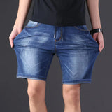 Eoior large size men's denim shorts oversized men's elastic waist knee length summer loose shorts men plus size XL 9XL 8XL 7XL 6XL