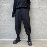 Eoior Fashion Men Harem Pants Black Tapered Elastic Waist Trousers Male Cuffed Ankle Hip Hop Oversized Clothes