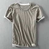 Eoior Summer Fashion Men's Japan Style Bamboo Cotton Solid Color Short Sleeve T-Shirt Male Casual Simple Soft Thin White Tee Tshirts