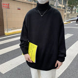 Eoior New Turtleneck Sweaters Men Loose Knitted Pullover Streetwear Mens Oversized Sweater Fashion Casual Sweater Men Pullovers M-8XL