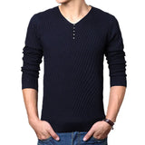 Eoior M-4XL Winter Henley Neck Sweater Men Cashmere Pullover Christmas Sweater Mens Knitted Sweaters Pull Homme Jersey Hombre