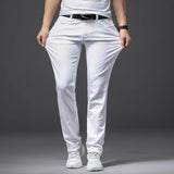 Eoior Brother Wang Men White Jeans Fashion Casual Classic Style Slim Fit Soft Trousers Male Brand Advanced Stretch Pants