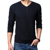 Eoior M-4XL Winter Henley Neck Sweater Men Cashmere Pullover Christmas Sweater Mens Knitted Sweaters Pull Homme Jersey Hombre