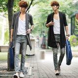 Eoior 2024 New Men The Long Thin Cardigan Korean Male Cloak Coat Non Mainstream Free Shipping