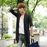 Eoior 2024 New Men The Long Thin Cardigan Korean Male Cloak Coat Non Mainstream Free Shipping