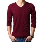 Eoior M-4XL Winter Henley Neck Sweater Men Cashmere Pullover Christmas Sweater Mens Knitted Sweaters Pull Homme Jersey Hombre