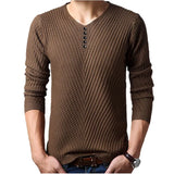 Eoior M-4XL Winter Henley Neck Sweater Men Cashmere Pullover Christmas Sweater Mens Knitted Sweaters Pull Homme Jersey Hombre