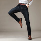 Eoior Brother Wang Brand New Men's Black Jeans Business Fashion Classic Style Elastic Slim Trousers  Male