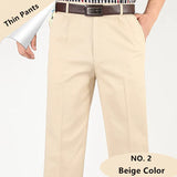 Eoior Men Pants Thin Summer Cotton Straight Trousers Plus Size 40 42 44 46 Business Hombre Beige Grey Dark Blue Office Formal Pantolon