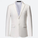 Eoior  Plus Size 6XL 5XL Plain Color White Formal Jackets Two Bittons Long Sleeve Korean Mens Suit Jackets Office Wear Wedding Blazer