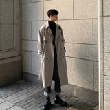 Eoior  Trench coat Brand New Spring Trench Korean Men's Fashion Overcoat Male Long Windbreaker Streetwear Men Coat Outer Wear Clothing