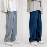 Eoior Korean Fashion Men Wide Leg Jeans 2024 spring New Streetwear Straight Baggy Denim Pants Male Brand Trousers