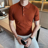 Eoior 2024 Summer Men Ice Silk Short Sleeve Polo Shirt Fashion Simple Casual Lapel Slim Fit Formal Polo Shirt Homme Streetwear M-3XL