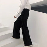 Autumn New Wide-leg Mop Pants For Men Korean Streetwear Fashion Loose Straight High Rise Pants Casual Trousers