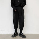 Eoior Fashion Men Harem Pants Black Tapered Elastic Waist Trousers Male Cuffed Ankle Hip Hop Oversized Clothes