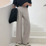 Autumn New Wide-leg Mop Pants For Men Korean Streetwear Fashion Loose Straight High Rise Pants Casual Trousers 