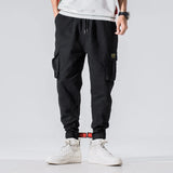 Eoior  Cotton Men Multi-pocket Elastic Waist Design Harem Pant Street Punk Hip Hop Red Casual Trousers Joggers Male Army Cargo Pants