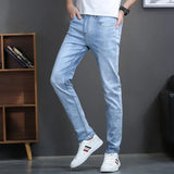 Eoior New Business Fashion Stretch Denim Classic Style Men's  Regular Fit Stragith Jeans Jean Trousers Male Pants Blue and Black