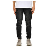 Eoior New Men's Multi Pocket Stretch Cargo Skinny Jeans