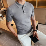 Eoior 2024 Summer Men Ice Silk Short Sleeve Polo Shirt Fashion Simple Casual Lapel Slim Fit Formal Polo Shirt Homme Streetwear M-3XL