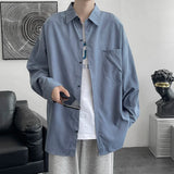 Eoior  Shirt men's long sleeve ins simple and versatile loose Shirt spring and autumn Korean fashion handsome casual imported-china