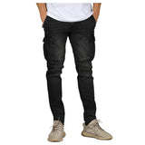 Eoior New Men's Multi Pocket Stretch Cargo Skinny Jeans