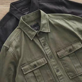 men’s fashion Shirt Men's New Ins Versatile Casual Shirt Japanese Pure Cotton Loose American Retro Army Green Shirt Jacket