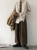 Neutral striped shirt men's long sleeve layered Japanese retro top design niche inner wear outer wear spring and autumn