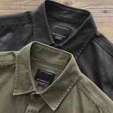 men’s fashion Shirt Men's New Ins Versatile Casual Shirt Japanese Pure Cotton Loose American Retro Army Green Shirt Jacket