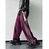 American retro spring and autumn wide-leg oversize design striped assault pants loose versatile casual trousers