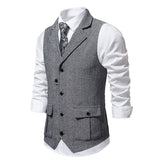 men’s fashion Men's Men's Herringbone Tweed Suit Vest Retro Lapel Vest Men's Vest