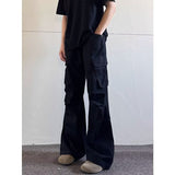 American cleanfit multi-pocket paratrooper overalls men's high street loose pleated design straight casual pants